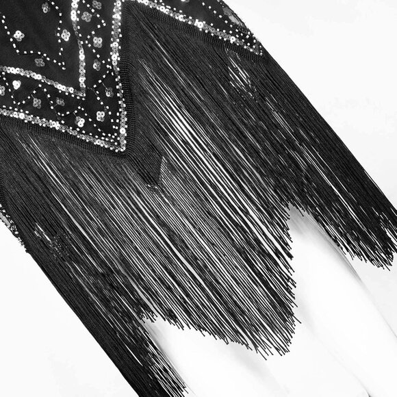 Women's 1920s Flapper Dress Vintage Lace Fringed Gatsby Cocktail Party - Picture 7 of 7